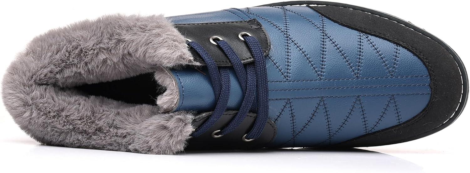 imageCOSIDRAM Men Shoes Snow Boots Mid Top Warm Walking Sneakers Lace up Casual Shoes Blue 105