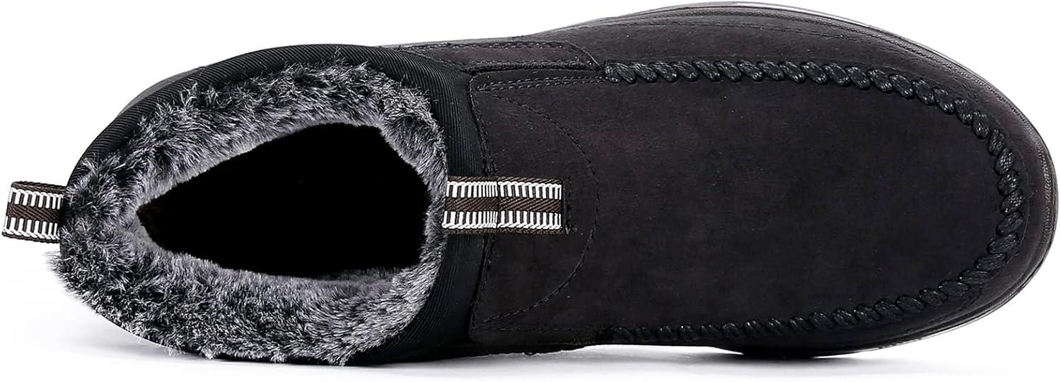 imageCOSIDRAM Men Shoes Winter Snow Boots Cottonpadded Slip on Casual Warm Walking Sneakers House ShoesABlack