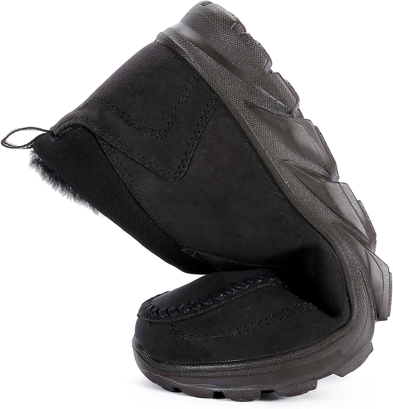 imageCOSIDRAM Men Shoes Winter Snow Boots Cottonpadded Slip on Casual Warm Walking Sneakers House ShoesABlack
