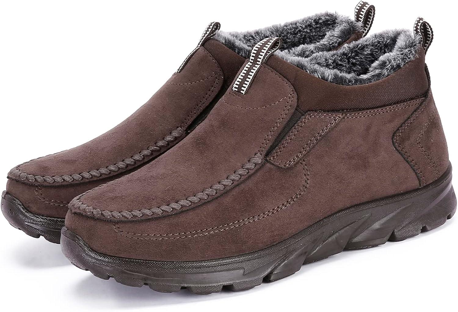 imageCOSIDRAM Men Shoes Winter Snow Boots Cottonpadded Slip on Casual Warm Walking Sneakers House ShoesACoffee