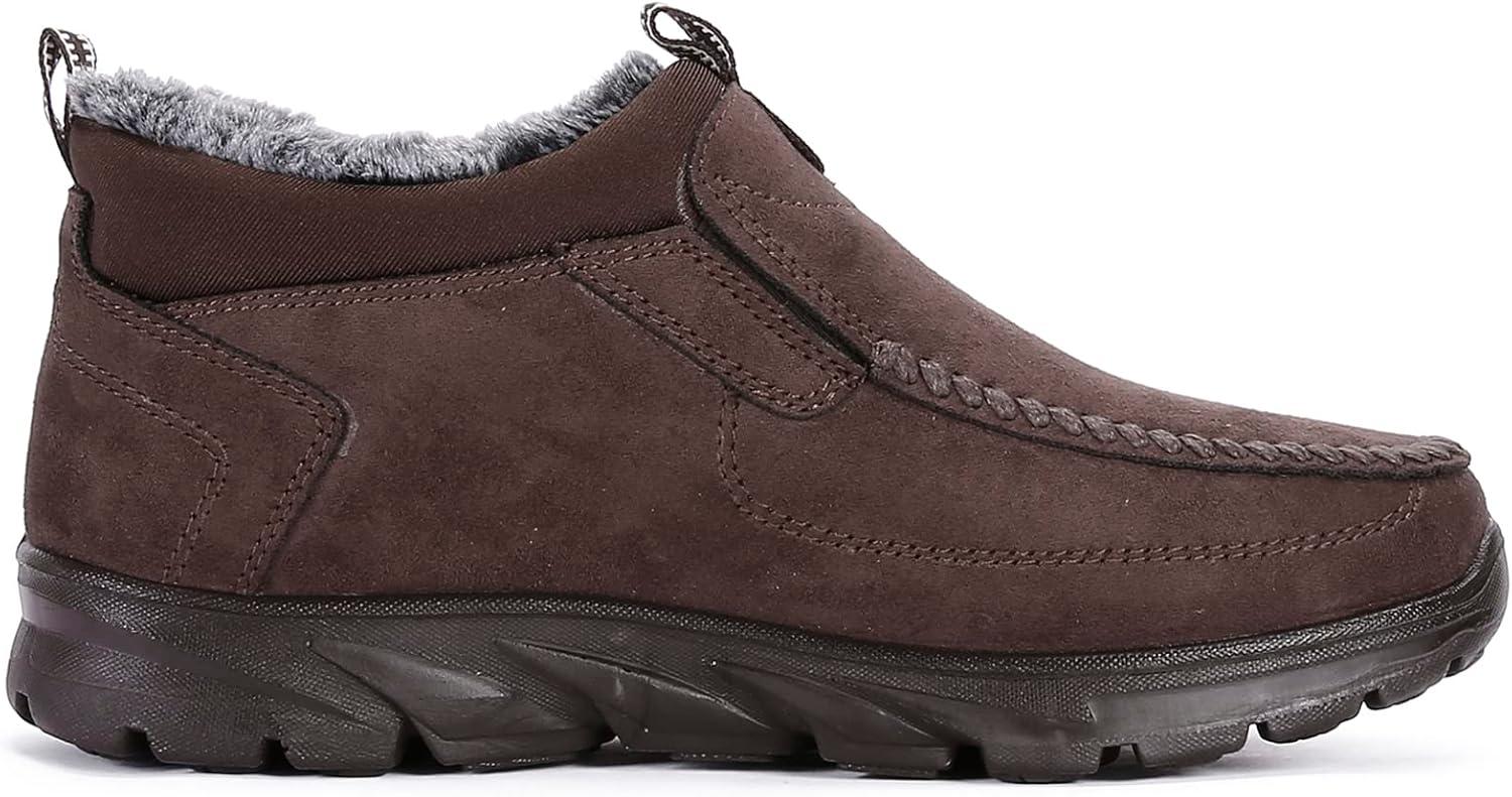 imageCOSIDRAM Men Shoes Winter Snow Boots Cottonpadded Slip on Casual Warm Walking Sneakers House ShoesACoffee