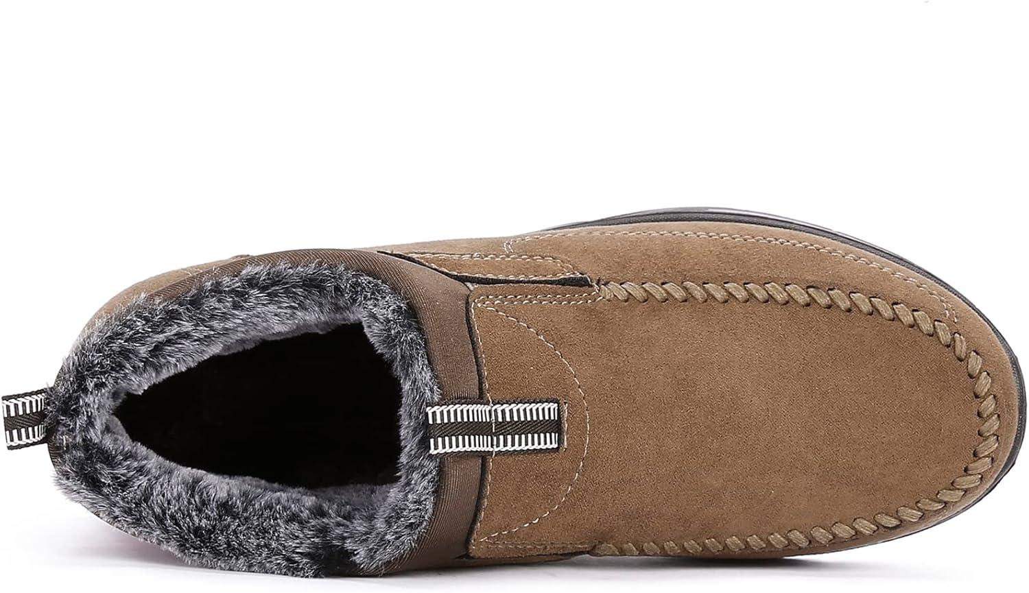 imageCOSIDRAM Men Shoes Winter Snow Boots Cottonpadded Slip on Casual Warm Walking Sneakers House ShoesATan