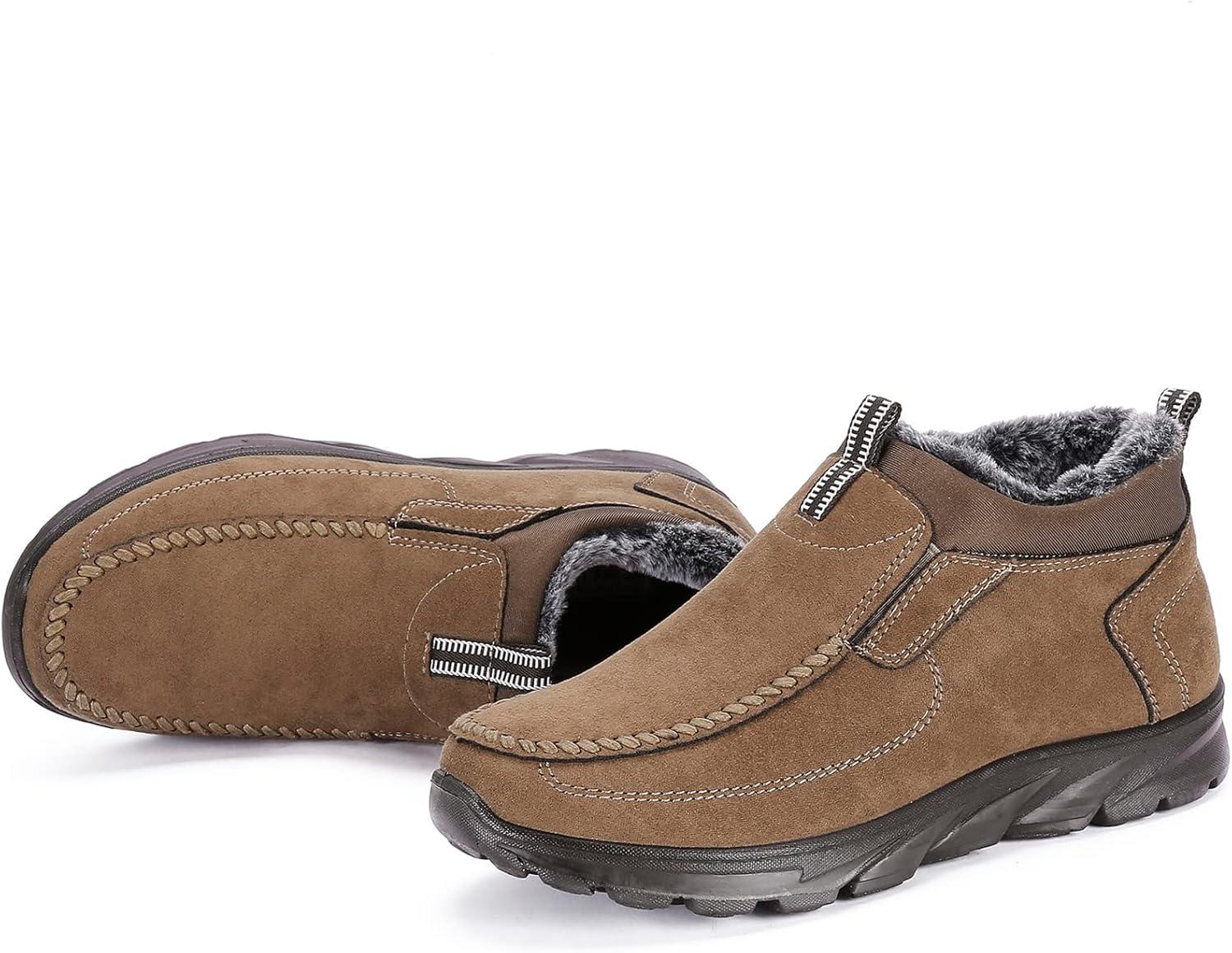 imageCOSIDRAM Men Shoes Winter Snow Boots Cottonpadded Slip on Casual Warm Walking Sneakers House ShoesATan