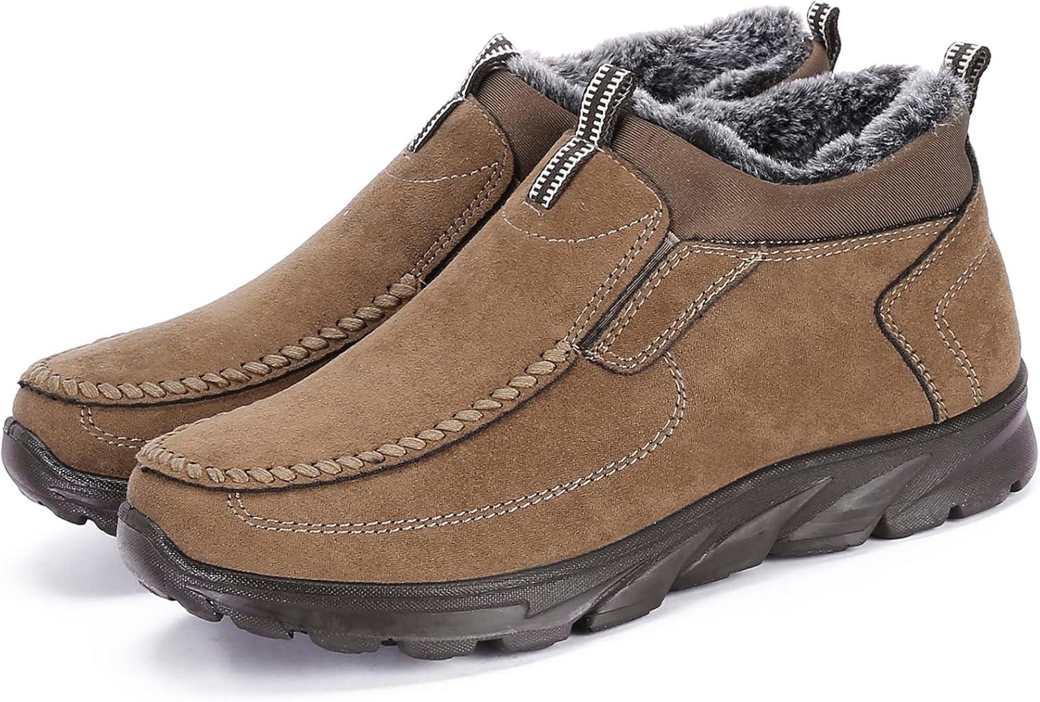 imageCOSIDRAM Men Shoes Winter Snow Boots Cottonpadded Slip on Casual Warm Walking Sneakers House ShoesATan
