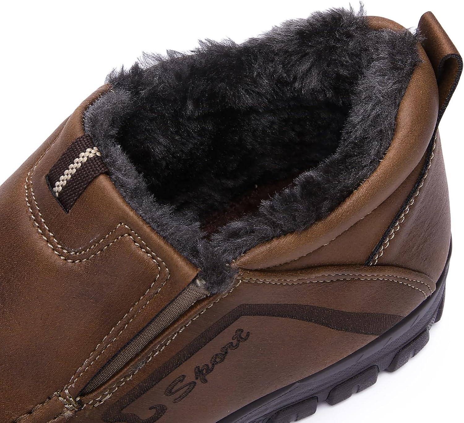 imageCOSIDRAM Men Shoes Winter Snow Boots Cottonpadded Slip on Casual Warm Walking Sneakers House ShoesBCoffee