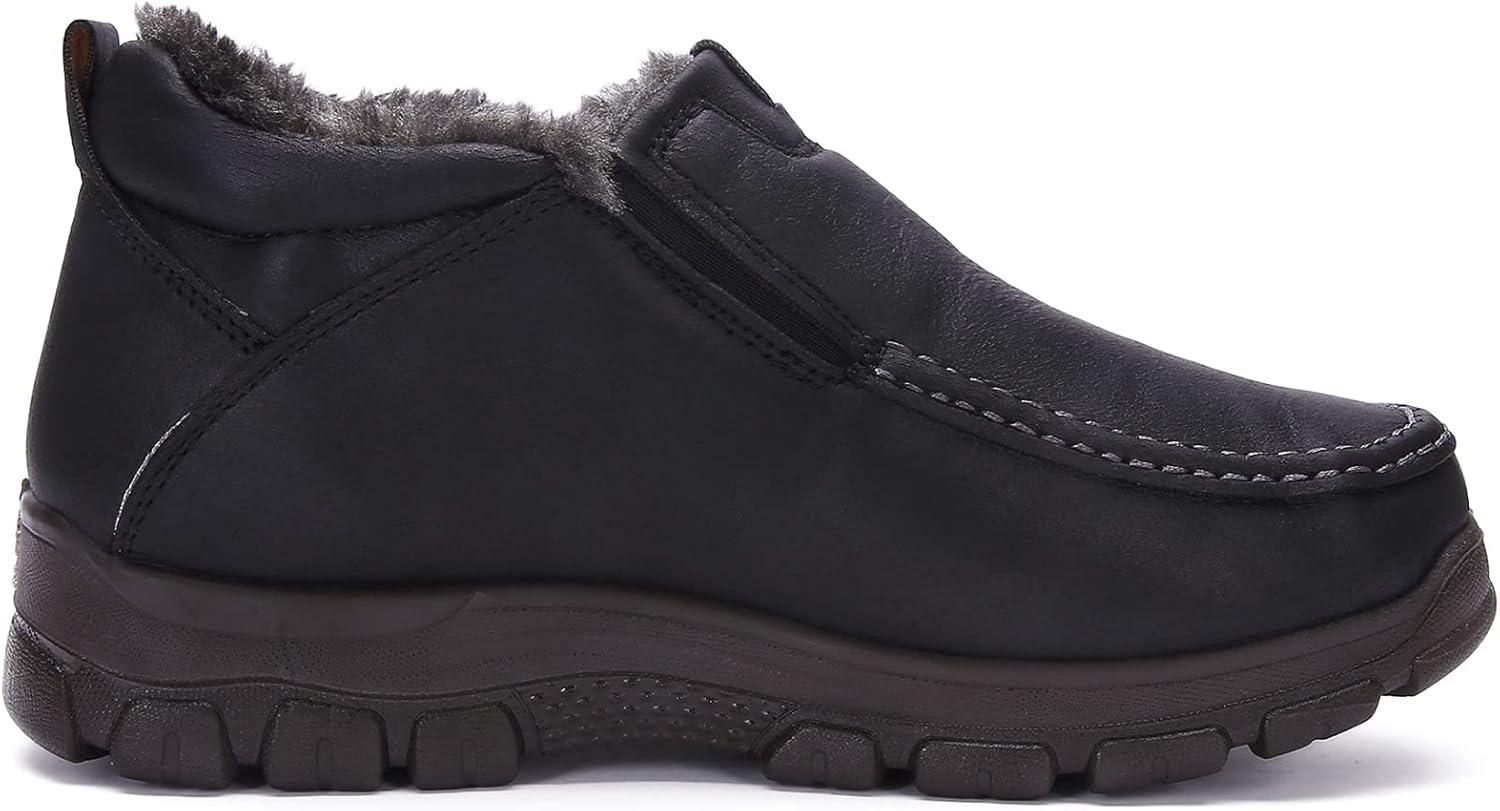 imageCOSIDRAM Men Shoes Winter Snow Boots Cottonpadded Slip on Casual Warm Walking Sneakers House ShoesBGrey