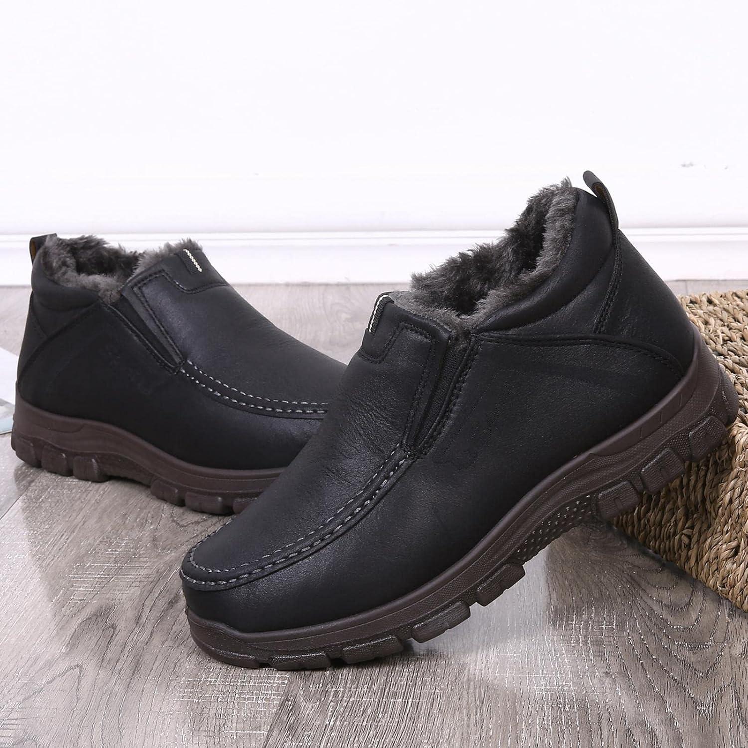 imageCOSIDRAM Men Shoes Winter Snow Boots Cottonpadded Slip on Casual Warm Walking Sneakers House ShoesBGrey