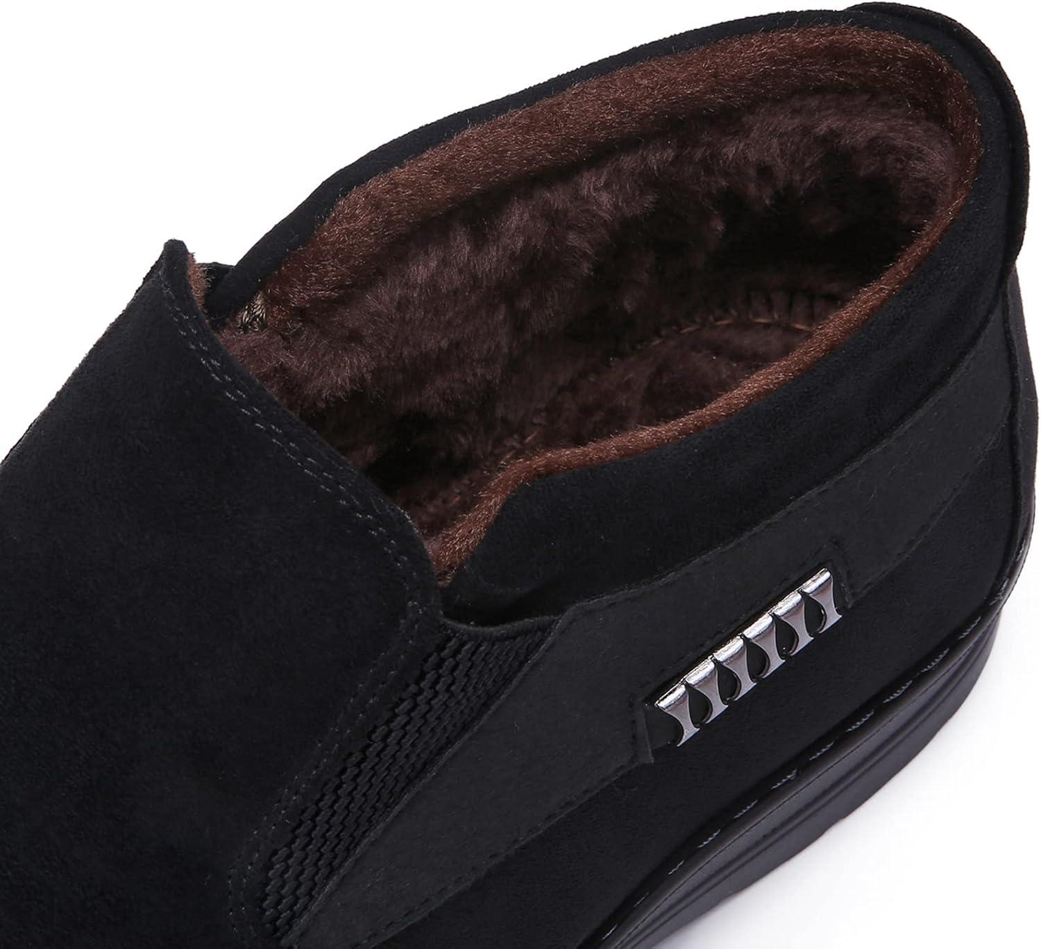 imageCOSIDRAM Men Shoes Winter Snow Boots Cottonpadded Slip on Casual Warm Walking Sneakers House ShoesCBlack