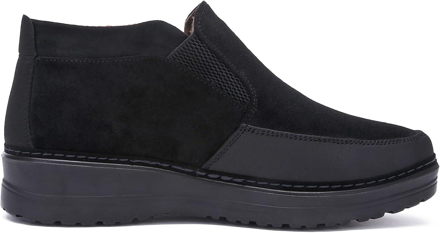 imageCOSIDRAM Men Shoes Winter Snow Boots Cottonpadded Slip on Casual Warm Walking Sneakers House ShoesCBlack
