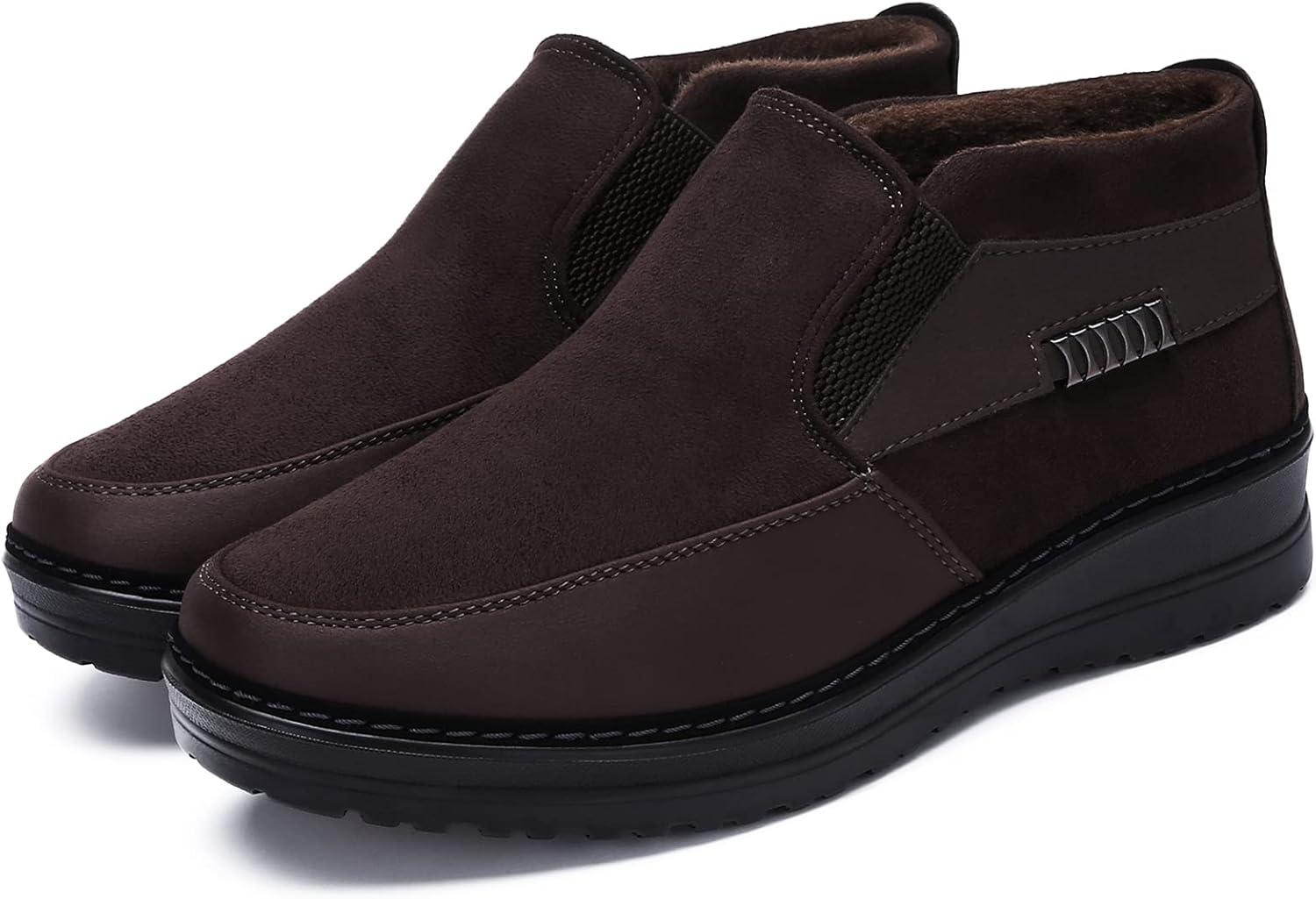 imageCOSIDRAM Men Shoes Winter Snow Boots Cottonpadded Slip on Casual Warm Walking Sneakers House ShoesCCoffee