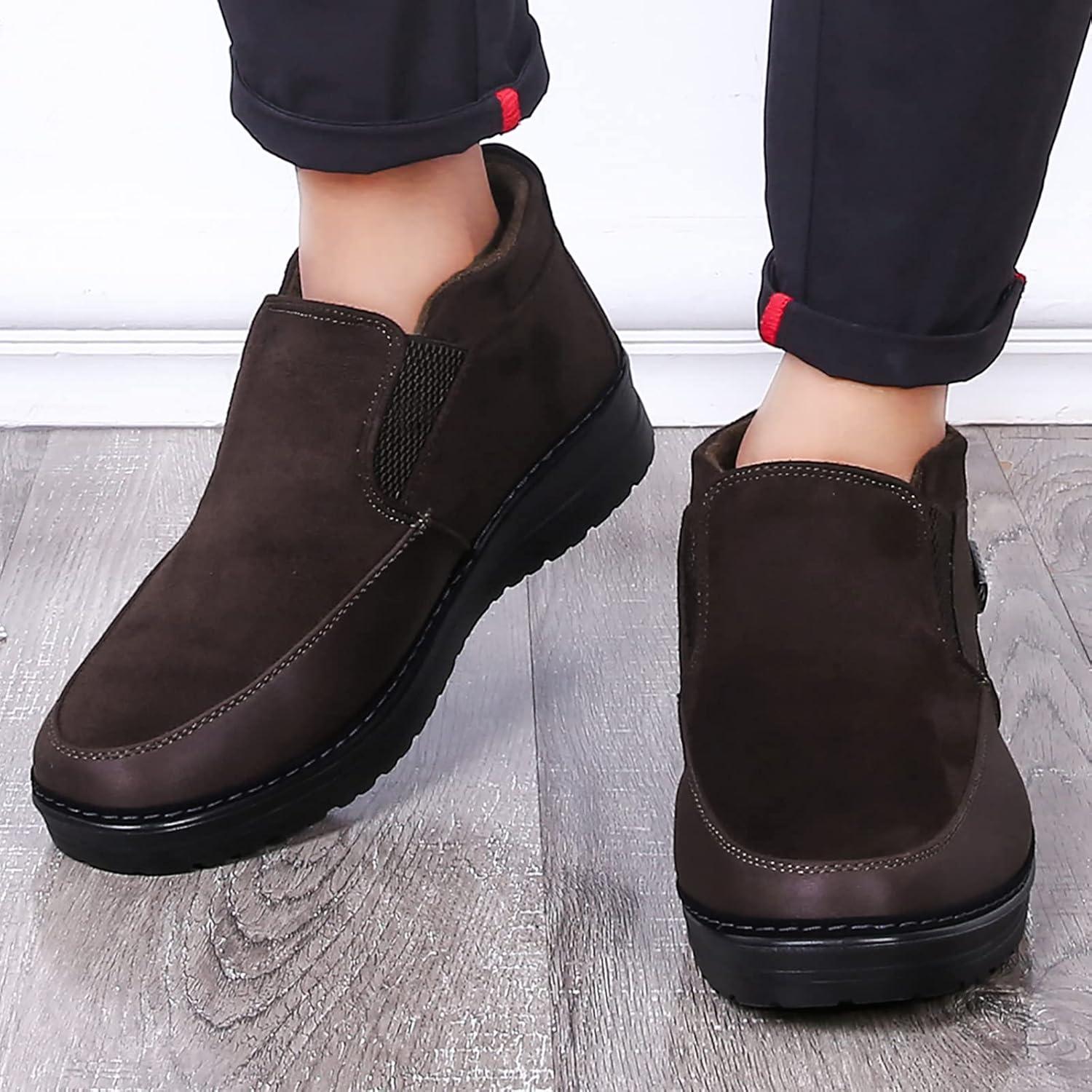 imageCOSIDRAM Men Shoes Winter Snow Boots Cottonpadded Slip on Casual Warm Walking Sneakers House ShoesCCoffee
