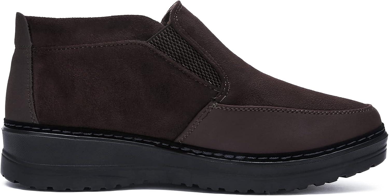 imageCOSIDRAM Men Shoes Winter Snow Boots Cottonpadded Slip on Casual Warm Walking Sneakers House ShoesCCoffee