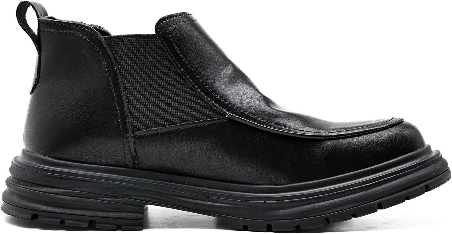 imageCOSIDRAM Mens Casual Chukka Boots Fashion Oxford Ankle Boot Slip On MidTop Walking Business Dress ShoesABlack