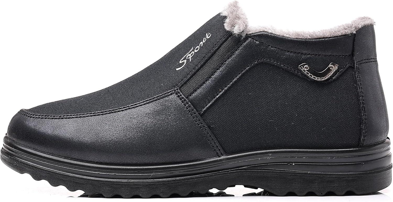 imageCOSIDRAM Mens Casual Loafers Shoes Ankle High Lightweight Moccasins for Adult MaleBBlack