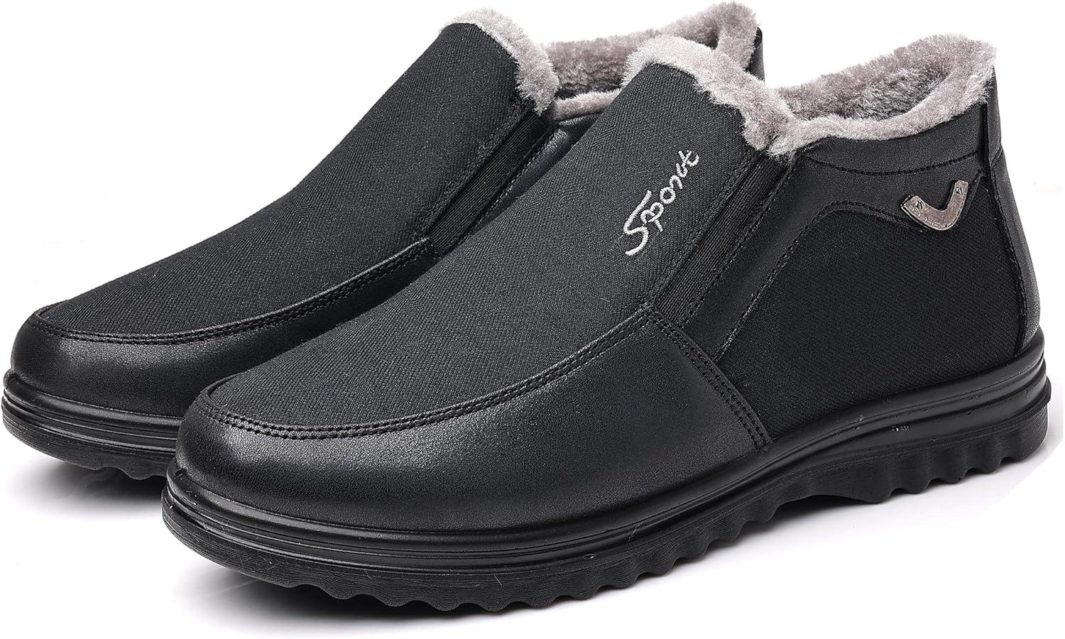 imageCOSIDRAM Mens Casual Loafers Shoes Ankle High Lightweight Moccasins for Adult MaleBBlack