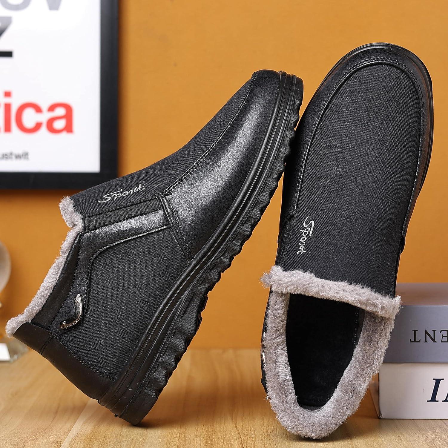imageCOSIDRAM Mens Casual Loafers Shoes Ankle High Lightweight Moccasins for Adult MaleBBlack