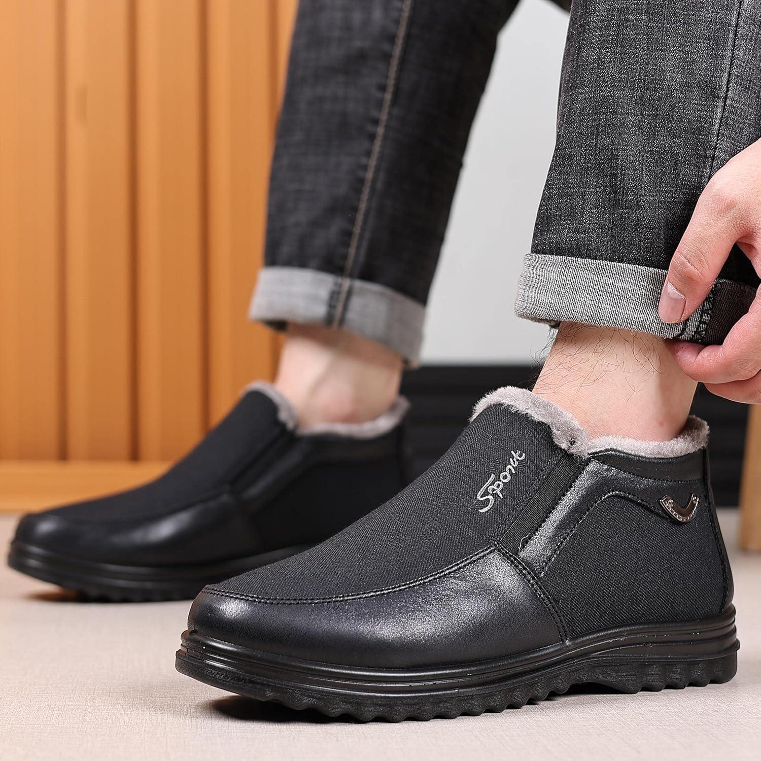imageCOSIDRAM Mens Casual Loafers Shoes Ankle High Lightweight Moccasins for Adult MaleBBlack
