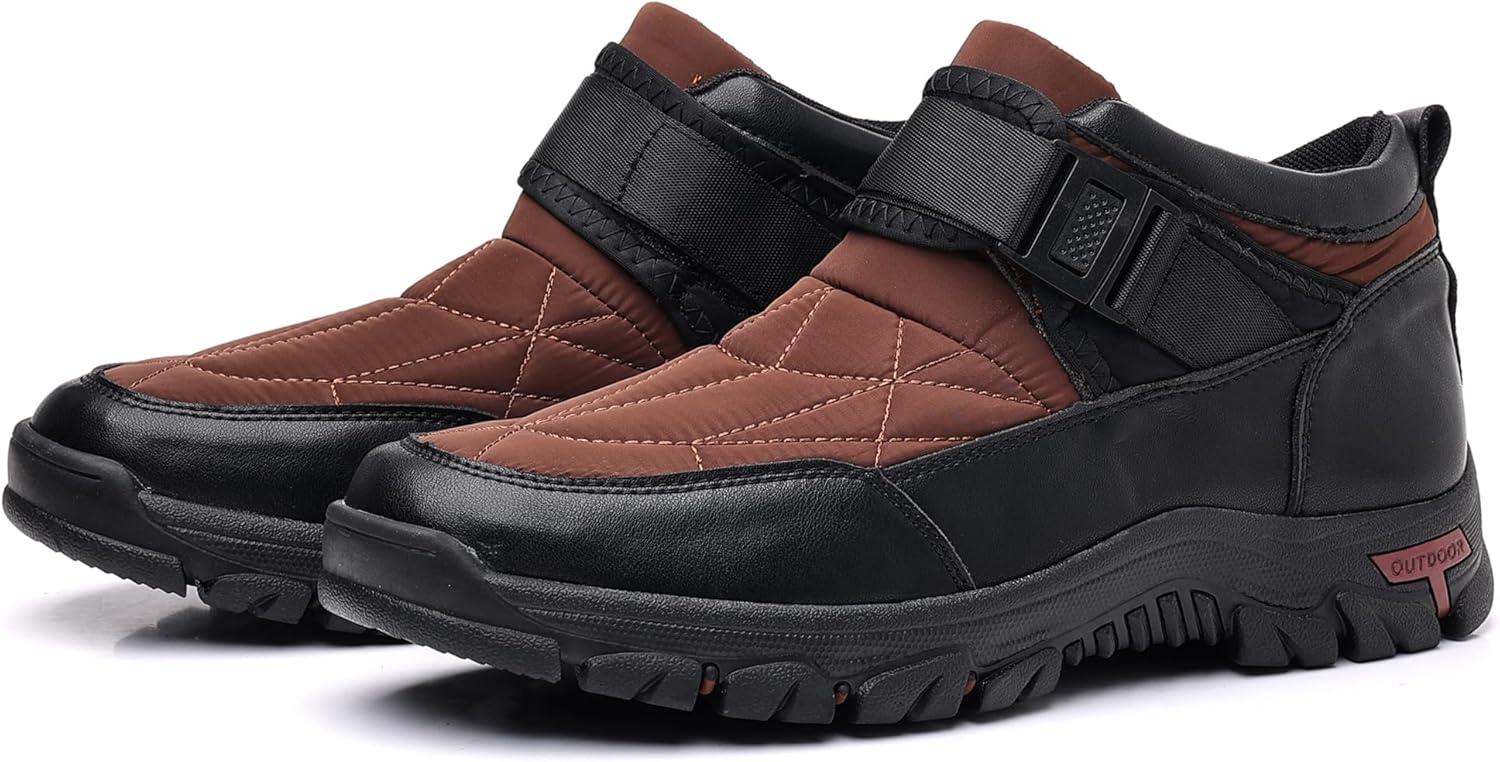 imageCOSIDRAM Mens Snow Boots Outdoor Winter Warm Hiking Ankle Boots Anti Slip Insulated Work ShoesABrown