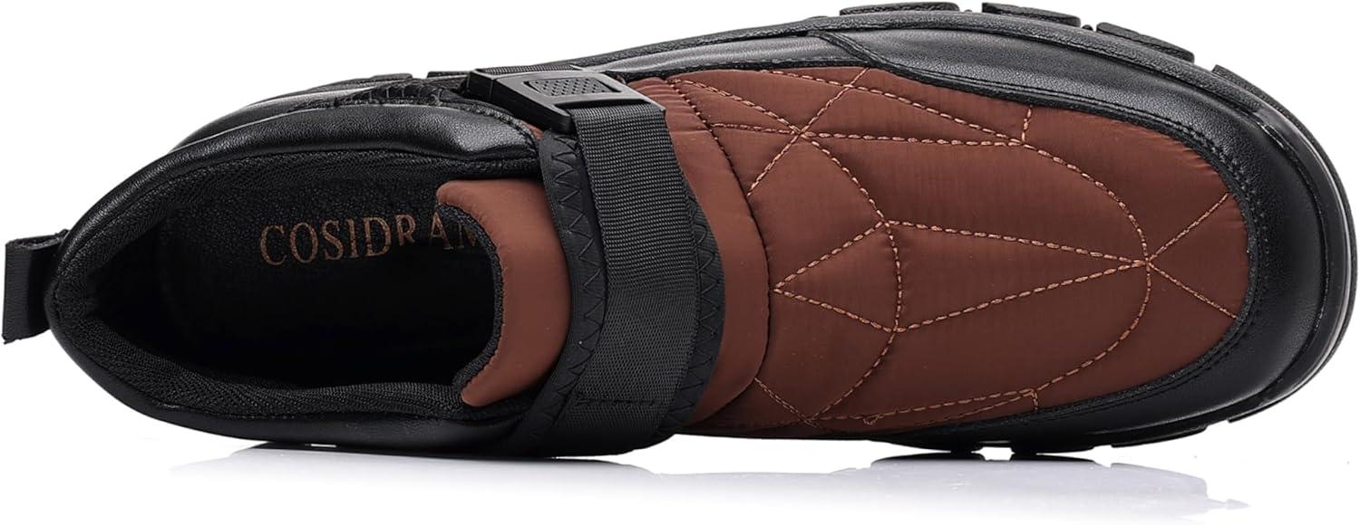 imageCOSIDRAM Mens Snow Boots Outdoor Winter Warm Hiking Ankle Boots Anti Slip Insulated Work ShoesABrown