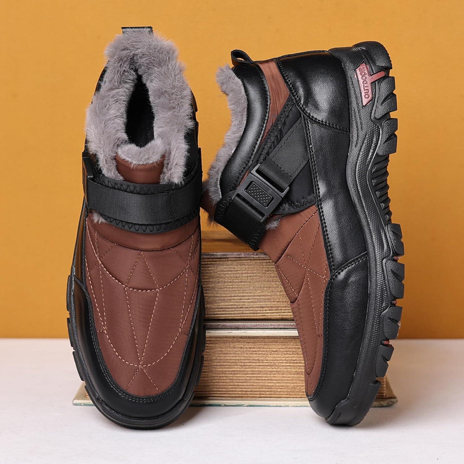 imageCOSIDRAM Mens Snow Boots Outdoor Winter Warm Hiking Ankle Boots Anti Slip Insulated Work ShoesBBrown