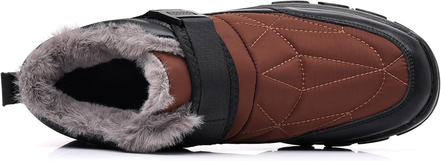 imageCOSIDRAM Mens Snow Boots Outdoor Winter Warm Hiking Ankle Boots Anti Slip Insulated Work ShoesBBrown