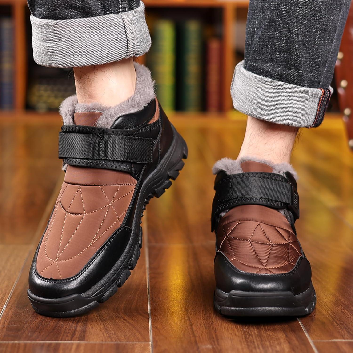 imageCOSIDRAM Mens Snow Boots Outdoor Winter Warm Hiking Ankle Boots Anti Slip Insulated Work ShoesBBrown