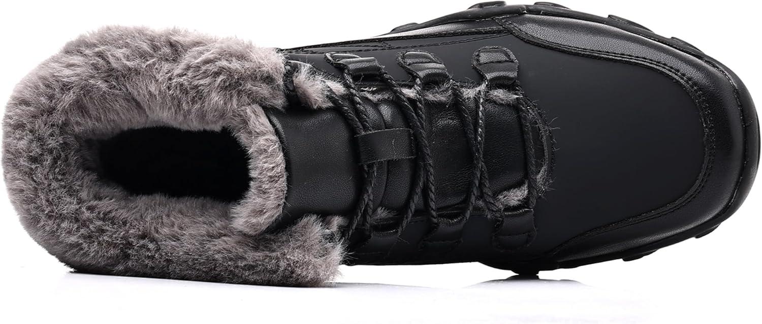 imageCOSIDRAM Mens Snow Boots Outdoor Winter Warm Hiking Ankle Boots Anti Slip Insulated Work ShoesCBlack