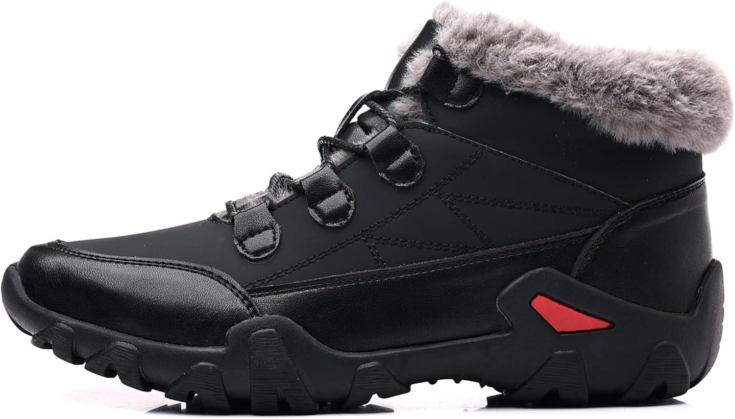 imageCOSIDRAM Mens Snow Boots Outdoor Winter Warm Hiking Ankle Boots Anti Slip Insulated Work ShoesCBlack