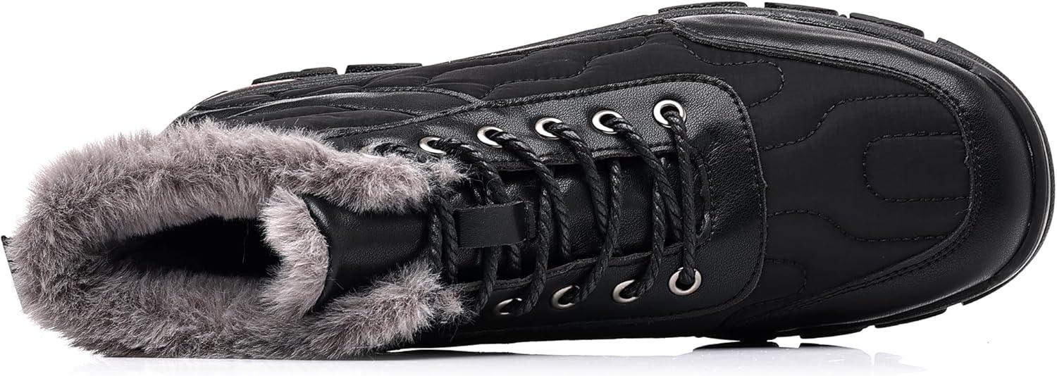 imageCOSIDRAM Mens Snow Boots Outdoor Winter Warm Hiking Ankle Boots Anti Slip Insulated Work ShoesDBlack