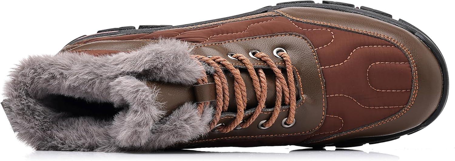 imageCOSIDRAM Mens Snow Boots Outdoor Winter Warm Hiking Ankle Boots Anti Slip Insulated Work ShoesDBrown