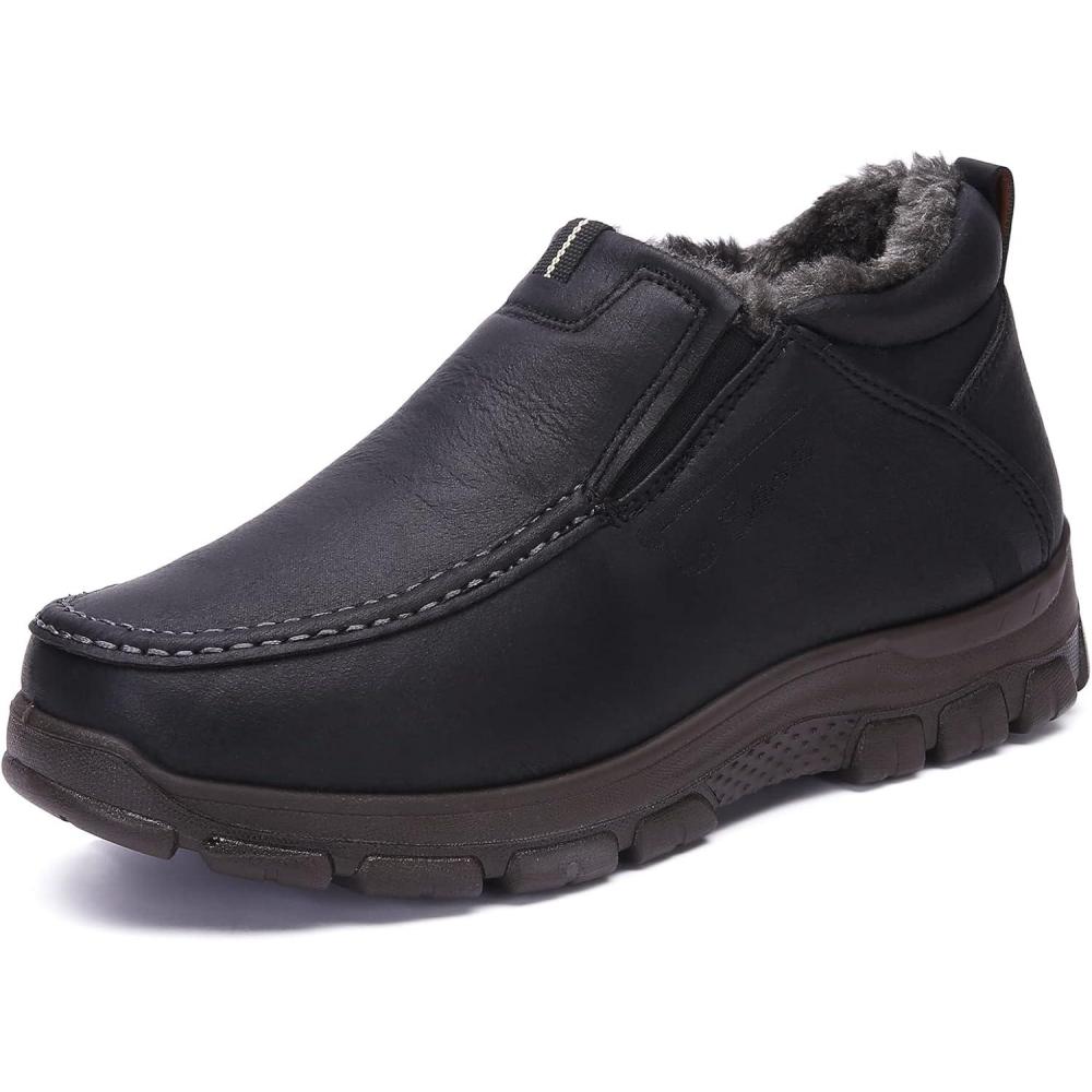 imageCOSIDRAM Men Shoes Winter Snow Boots Cottonpadded Slip on Casual Warm Walking Sneakers House ShoesBGrey