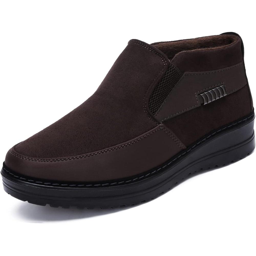 imageCOSIDRAM Men Shoes Winter Snow Boots Cottonpadded Slip on Casual Warm Walking Sneakers House ShoesCCoffee