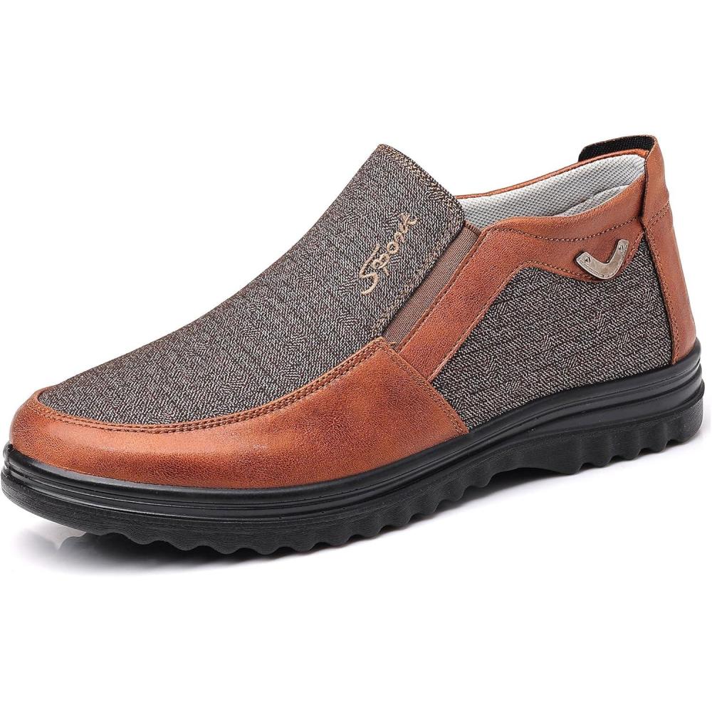 imageCOSIDRAM Mens Casual Loafers Shoes Ankle High Lightweight Moccasins for Adult MaleABrown