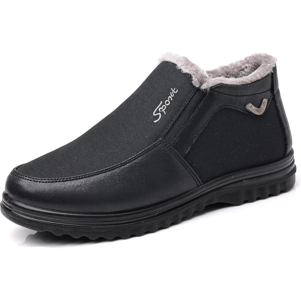 imageCOSIDRAM Mens Casual Loafers Shoes Ankle High Lightweight Moccasins for Adult MaleBBlack