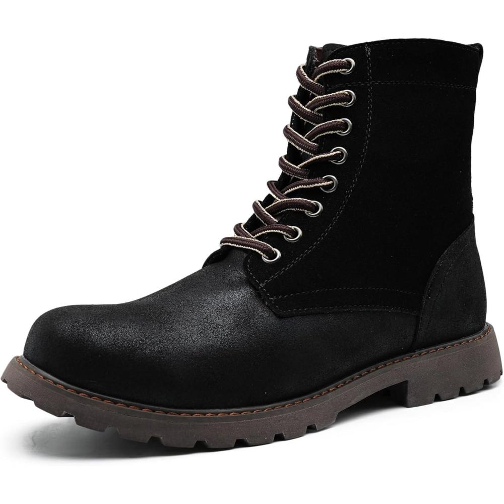 imageCOSIDRAM Mens Casual Oxford Boots Classic Suede Chukka Boots Comfort Lace Up Business Dress ShoesABlack