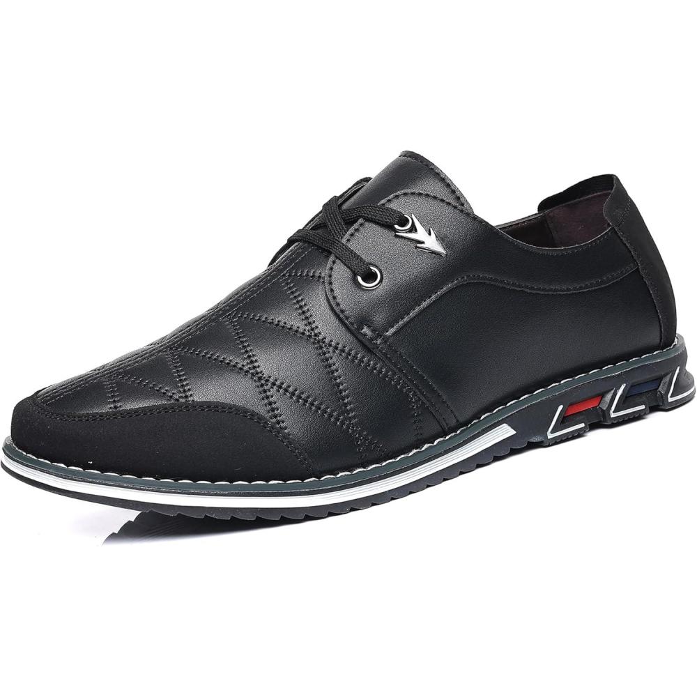 imageCOSIDRAM Mens Casual Shoes Fashion Sneakers Dress Shoes for Men Walking Shoes Business Office Comfort LoafersABlack