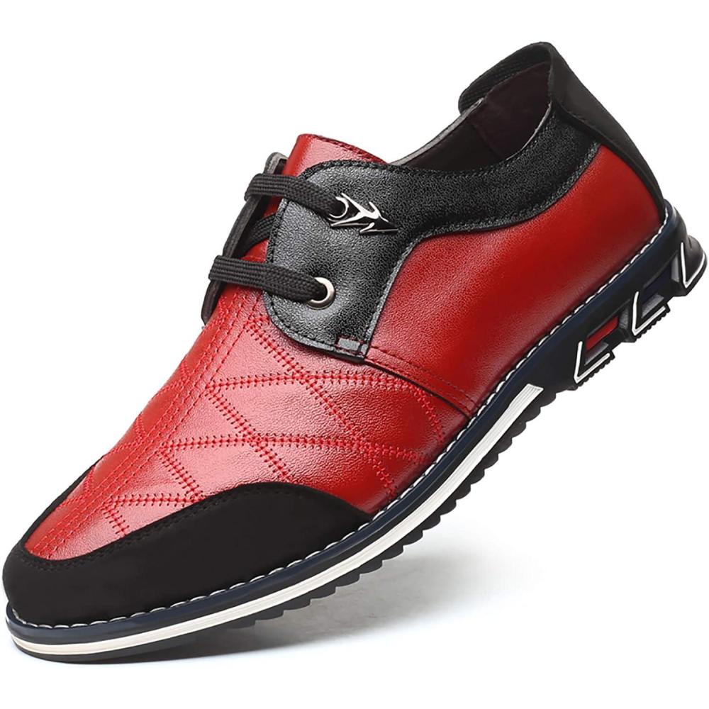 imageCOSIDRAM Mens Casual Shoes Fashion Sneakers Dress Shoes for Men Walking Shoes Business Office Comfort LoafersARed