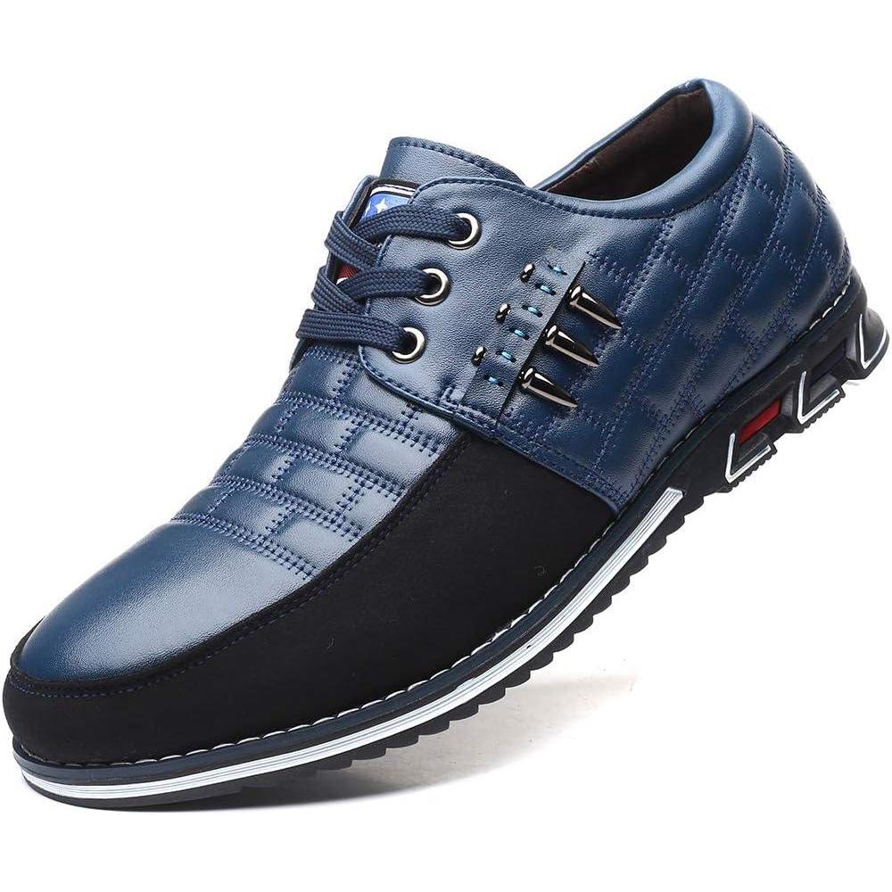 imageCOSIDRAM Mens Casual Shoes Fashion Sneakers Dress Shoes for Men Walking Shoes Business Office Comfort LoafersXBlue