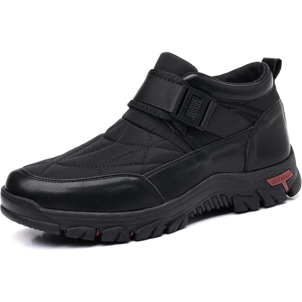 imageCOSIDRAM Mens Snow Boots Outdoor Winter Warm Hiking Ankle Boots Anti Slip Insulated Work ShoesABlack
