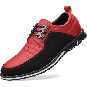 COSIDRAM Men Casual Shoes Fashion Business Luxury Dress Shoes Office Loafers Flats Sneakers for Male(A/Red)