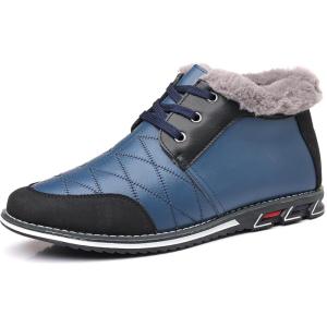 COSIDRAM Men Shoes Snow Boots Mid Top Warm Walking Sneakers Lace up Casual Shoes Blue 10.5