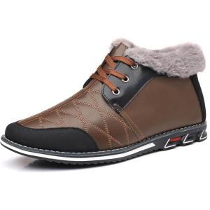 COSIDRAM Men Shoes Snow Boots Mid Top Warm Walking Sneakers Lace up Casual Shoes Brown 13