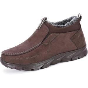 COSIDRAM Men Shoes Winter Snow Boots Cotton-padded Slip on Casual Warm Walking Sneakers House Shoes(A/Coffee)