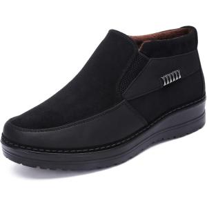 COSIDRAM Men Shoes Winter Snow Boots Cotton-padded Slip on Casual Warm Walking Sneakers House Shoes(C/Black)