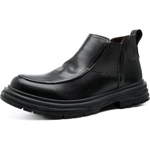 COSIDRAM Men’s Casual Chukka Boots Fashion Oxford Ankle Boot Slip On Mid-Top Walking Business Dress Shoes(A/Black)