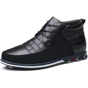 COSIDRAM Mens Casual Shoes Fashion Sneakers Dress Shoes for Men Walking Shoes Business Office Comfort Loafers(S/Black)