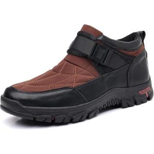 COSIDRAM Mens Snow Boots Outdoor Winter Warm Hiking Ankle Boots Anti Slip Insulated Work Shoes(A/Brown)