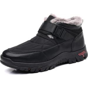 COSIDRAM Mens Snow Boots Outdoor Winter Warm Hiking Ankle Boots Anti Slip Insulated Work Shoes(B/Black)