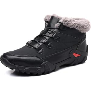 COSIDRAM Mens Snow Boots Outdoor Winter Warm Hiking Ankle Boots Anti Slip Insulated Work Shoes(C/Black)