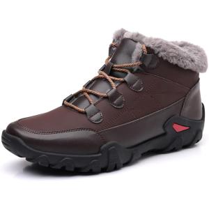 COSIDRAM Mens Snow Boots Outdoor Winter Warm Hiking Ankle Boots Anti Slip Insulated Work Shoes(C/Brown)
